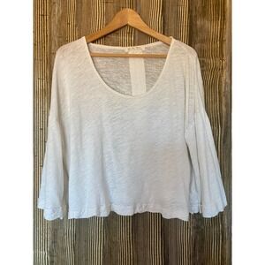 We The Free Top Size M White Linen Cotton Boxy Semi Sheer Beach Festival Boho